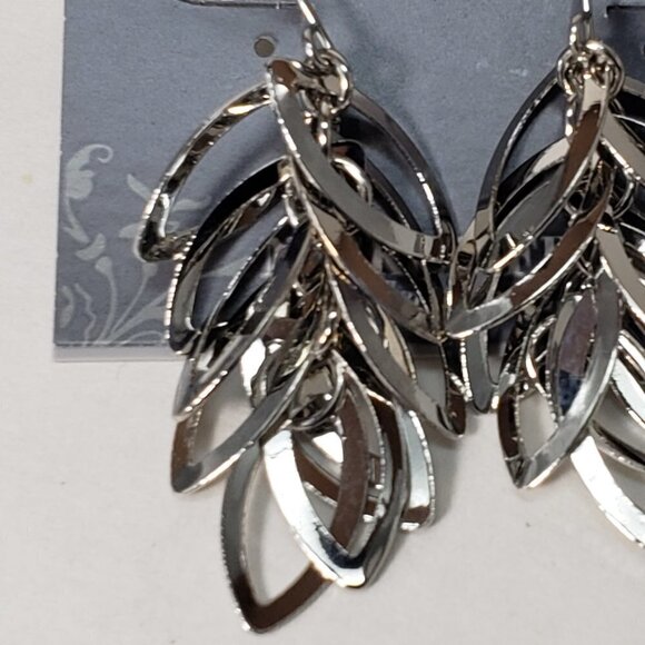 2/$30 Silver Tone Hoops Cluster Design Drop 2-in Earrings - Women Jewelry - Picture 5 of 8